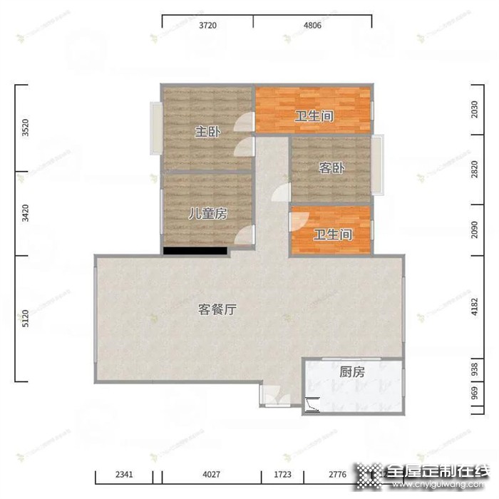 兔寶寶全屋定制設(shè)計(jì)分享丨153㎡全屋定制，色彩碰撞出怦然心動(dòng)