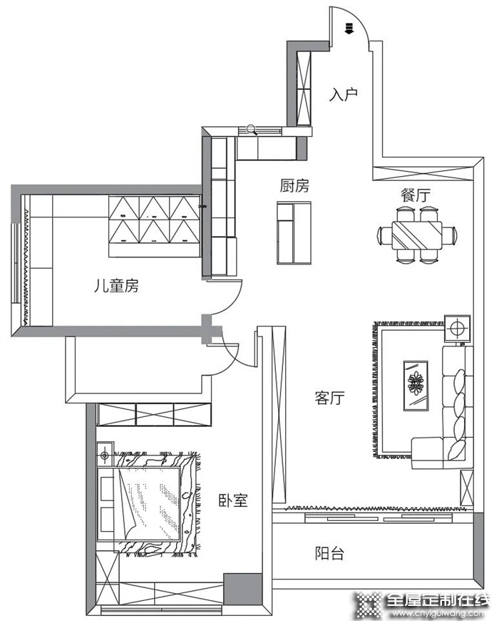 全友全屋案例丨96㎡溫馨二居，開放式+分區(qū)定制柜，實用才是王道！