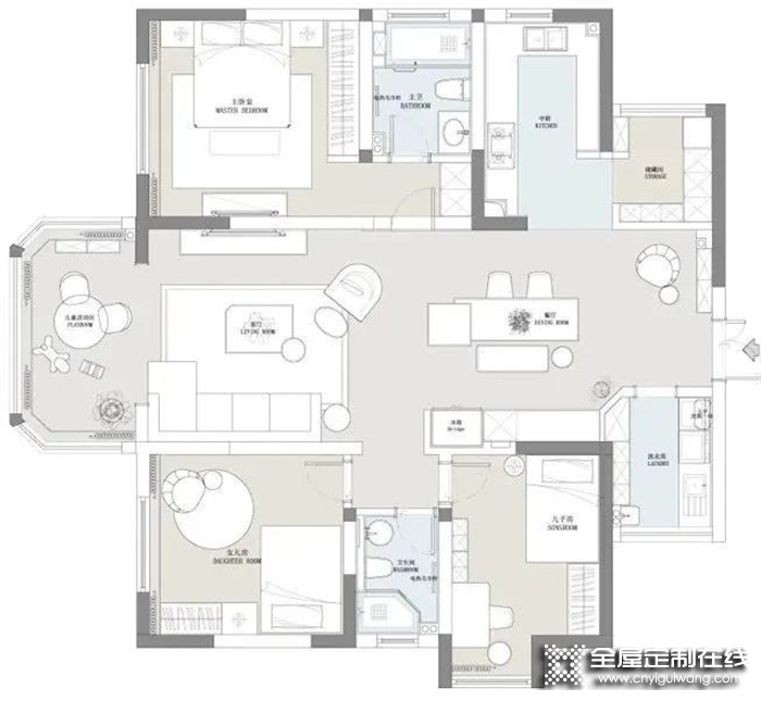 帥太全屋定制120㎡三居室，客餐廳開放式設(shè)計，沒想到......