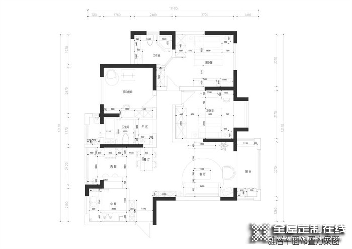 兔寶寶全屋定制實拍案例丨126㎡三室二廳，混搭多種風格，獨特優(yōu)雅~